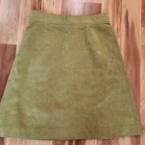 Olive Green Women's Faux Suede A line Skirt. Vintage